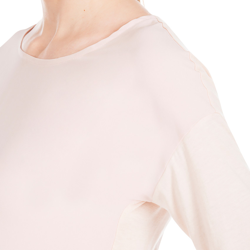 Langarmige zwangerschapst-shirt van twee materialen in effen kleur 