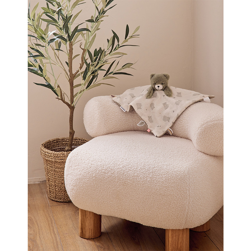 Knuffel doudou omkeerbaar Dag/Nacht Beer Orso Ecru 