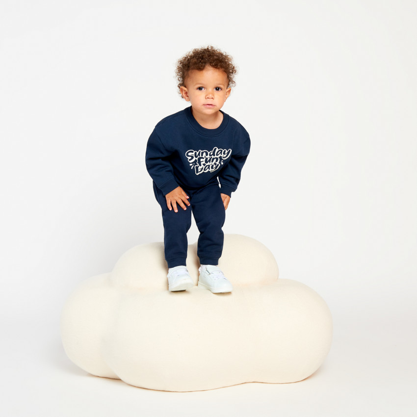 Sweatshirt in fleece met oversize pasvorm en print voor babyjongens 