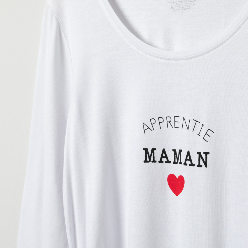Zwangerschaps-T-shirt met lange mouwen en gedrukt opschrift 