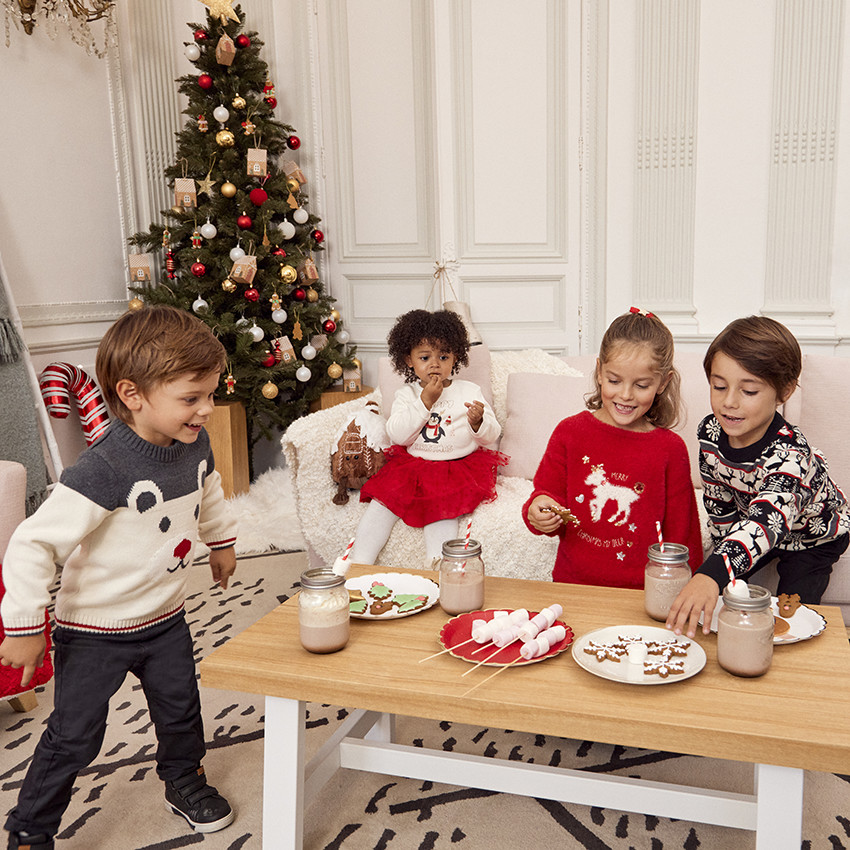 Pull en tricot effet fourrure avec broderie cerf pour fille 