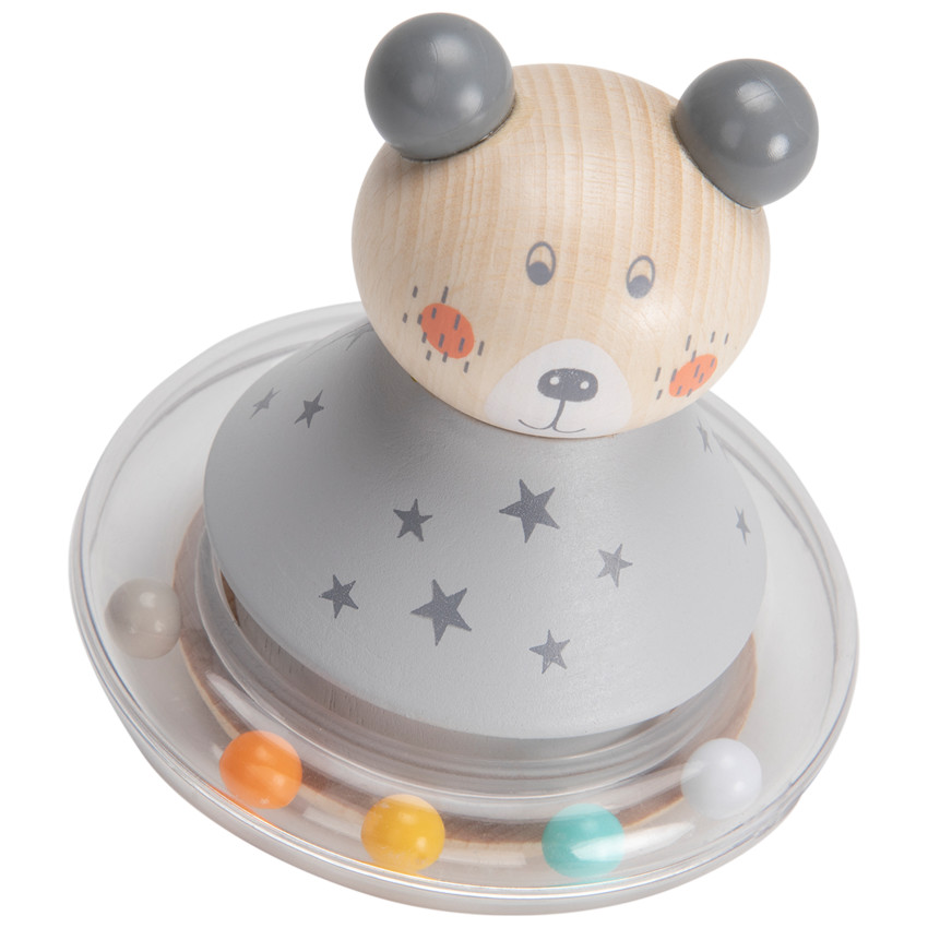 Rammelaar met wieletjes - Grijze beer 