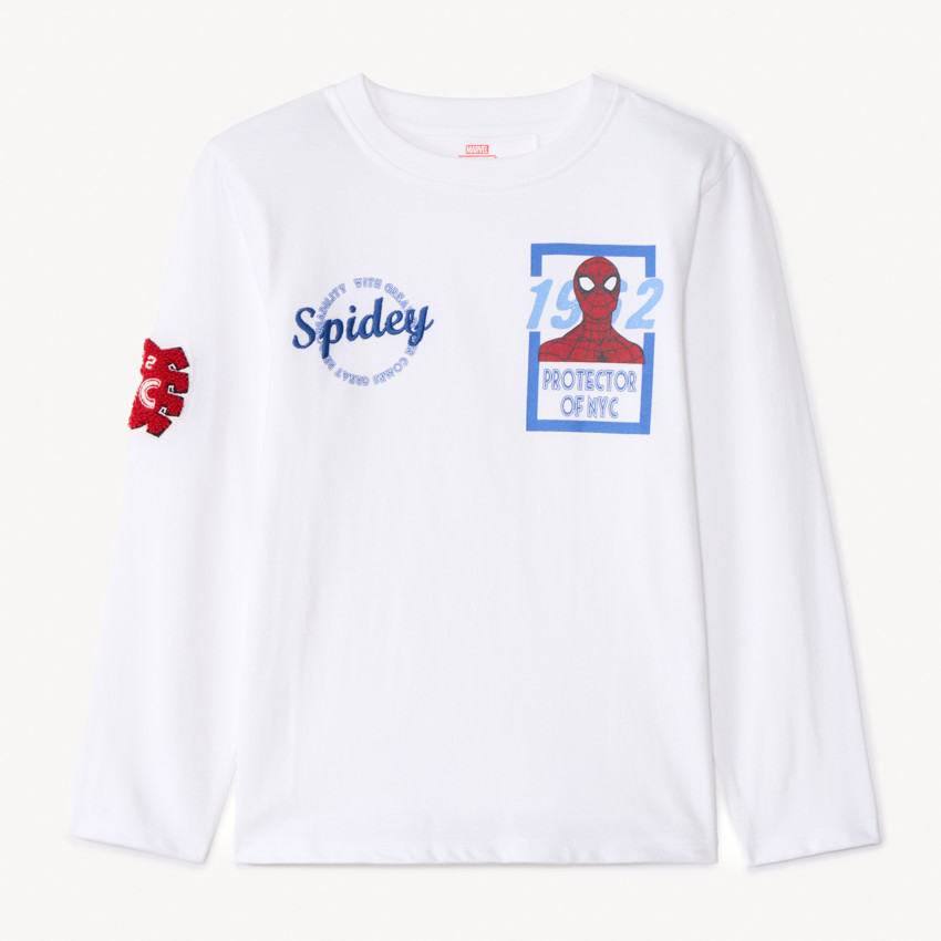 T-shirt met lange mouwen, effen wit, Spider-Man Marvel voor jongens 
