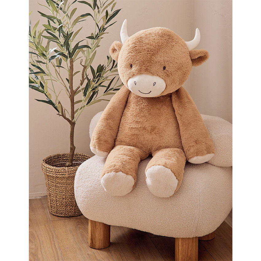 Knuffel Groot 80cm Koe Fluffy Beige 
