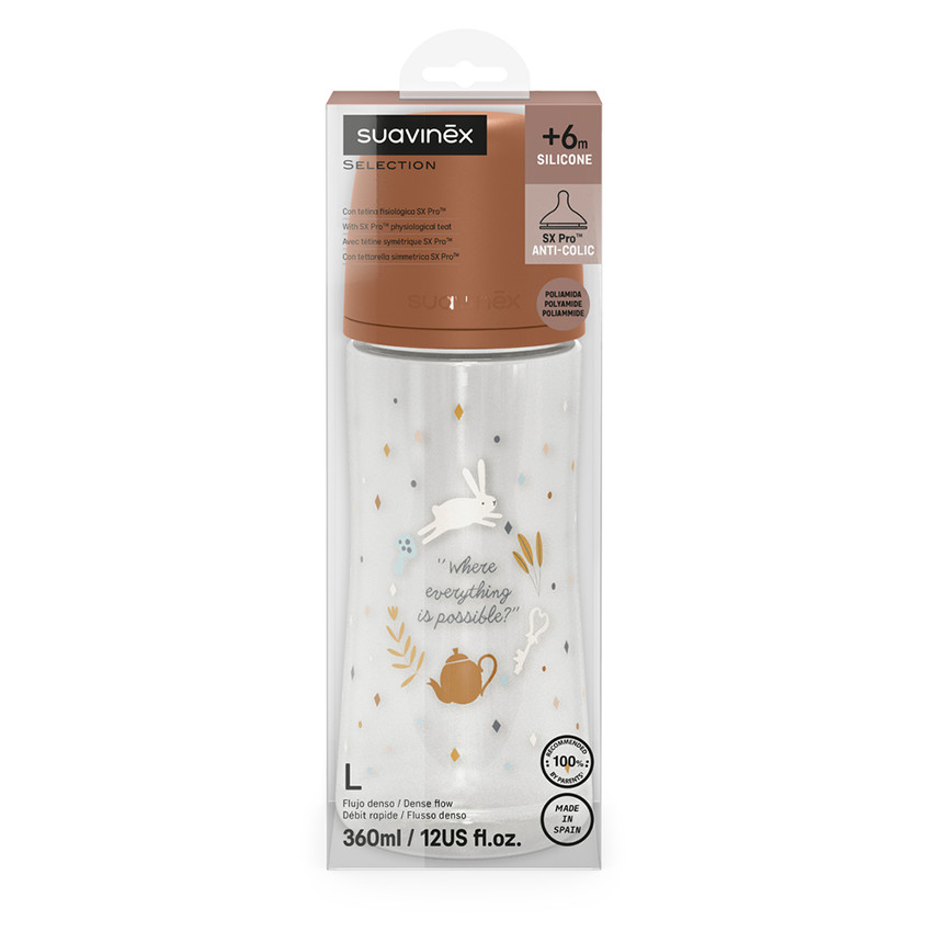 Biberon avec tétine symétrique SX Pro L 360ml Wonderland Camel 