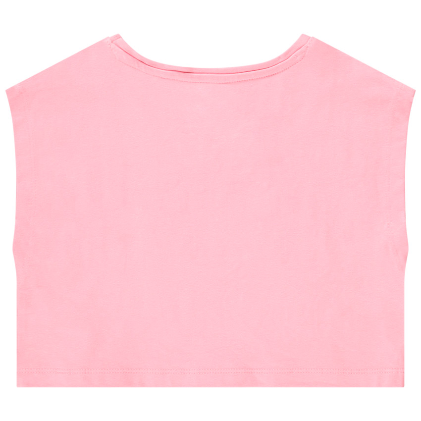 T-shirt manches courtes forme boîte print fleur embossed pour fille 