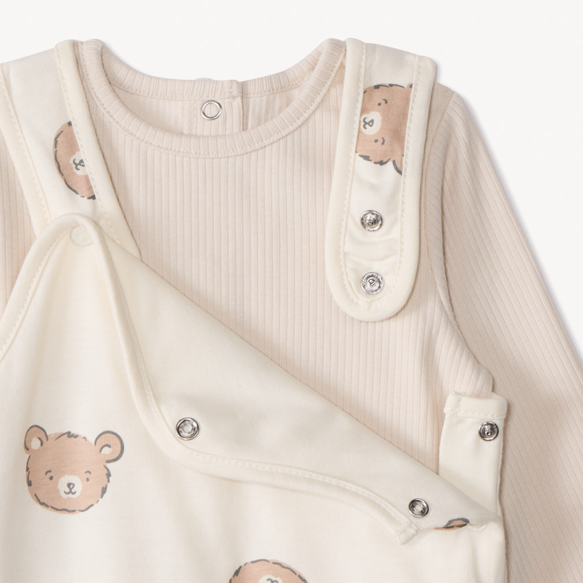 Twee-delige salopette met berenprint voor baby