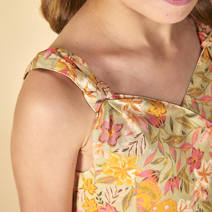 Jurk met volant en bretellen met bloemenprint voor meisjes 