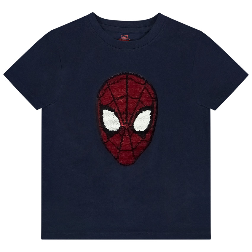 T-shirt manches courtes Spider-Man Marvel en sequins magiques pour garçon 