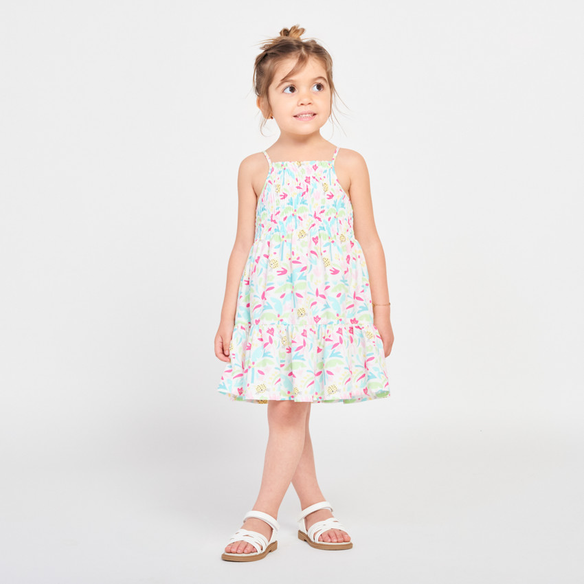 Robe sans manches avec imprimée fleurs et léopards pour bébé fille  
