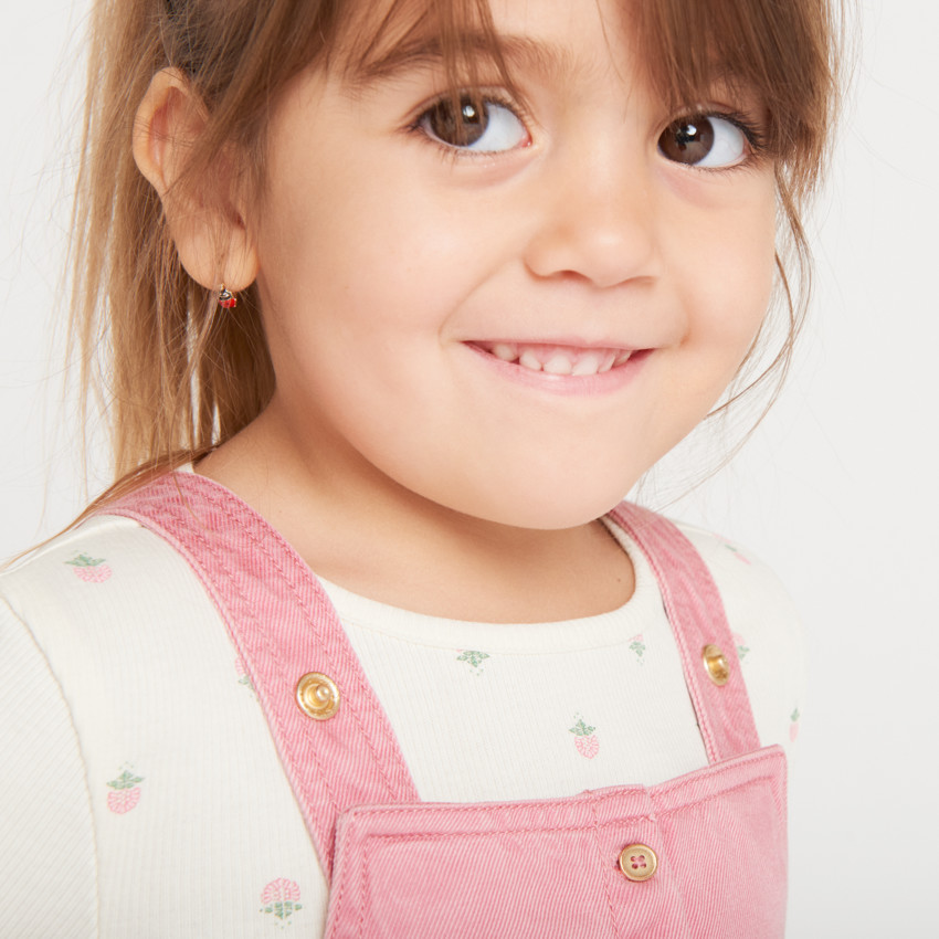 Robe salopette en toile unie pour bébé fille 