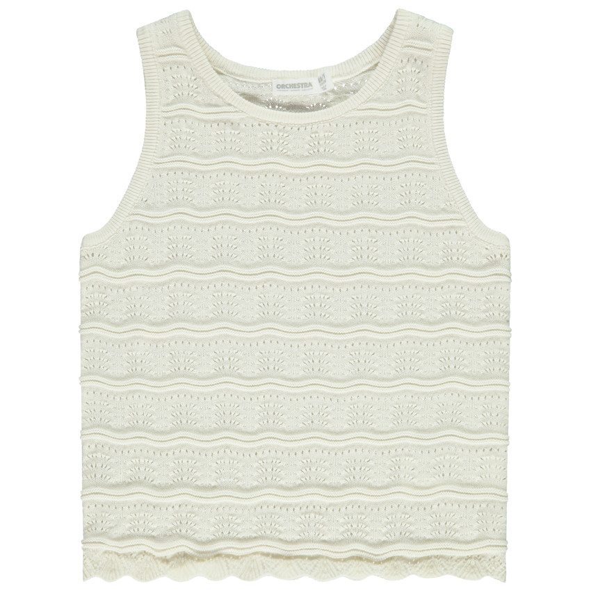 Débardeur uni en crochet ajouré pour fille 