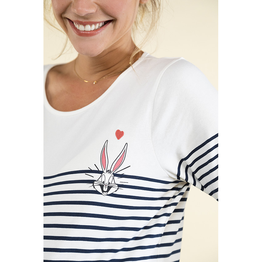 T-shirt manches longues en jersey Bugs Bunny Warner pour femme 