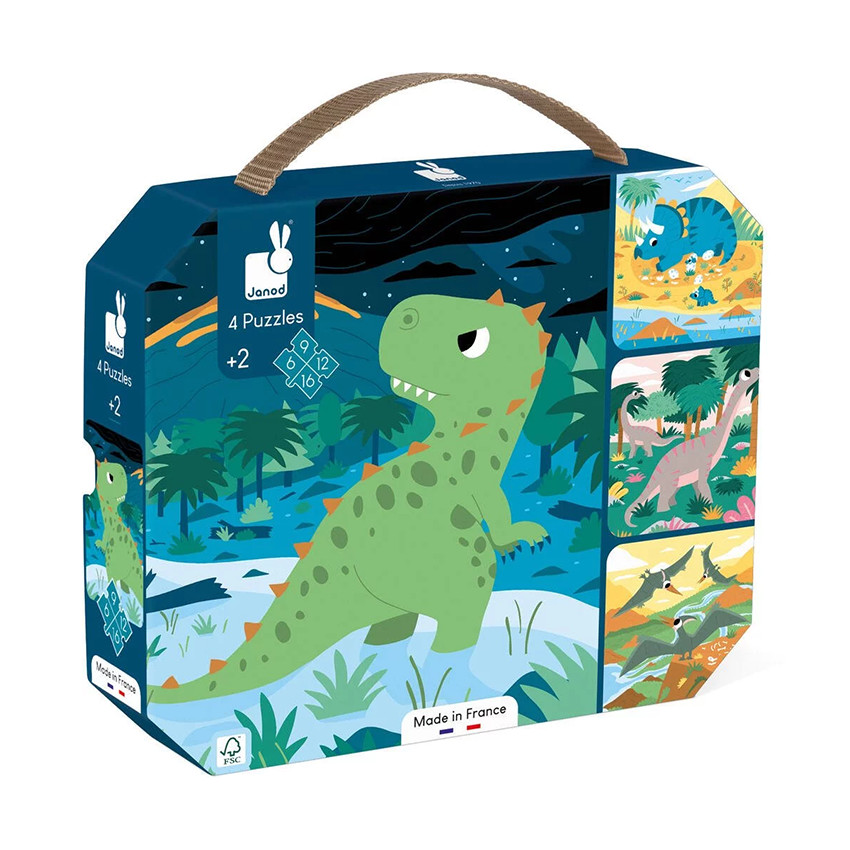 4 puzzles évolutifs dinosaures 6 à 16 pcs 