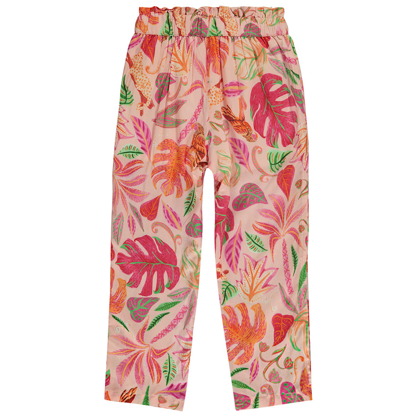 Pantalon fluide doublé imprimé feuillage pour fille 