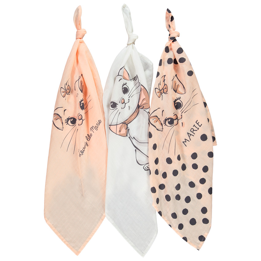 Lot de 3 langes en coton motif Marie Aristochats Disney 