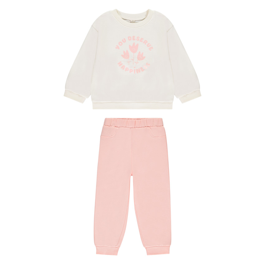 Ensemble jogging molleton print fleurs pour bébé fille 