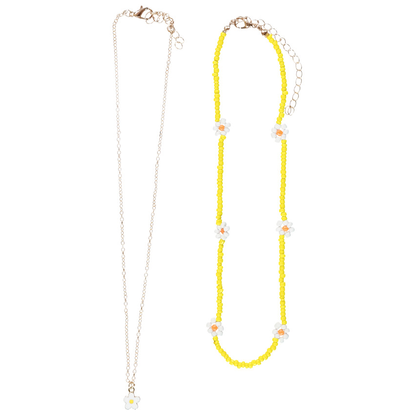 Lot de 2 colliers fantaisie à fleurs pour fille 