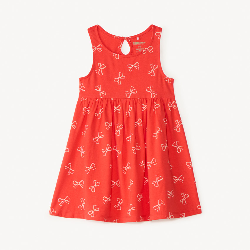 Zomerse jurk zondermouwen met knoopprint voor meisjes 
