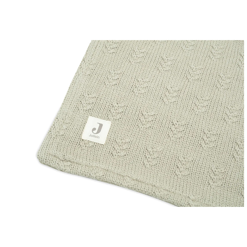 Deken wieg Grain Knit Fleece 75x100 cm - Olijf Groen/Velvet 