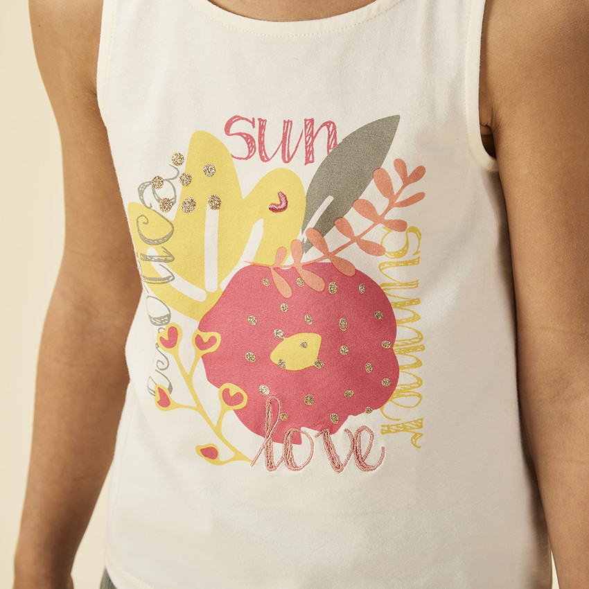 Set van fantasietop zonder mouwen + short met patroon voor meisjes 