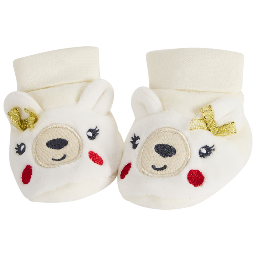 Chaussons en velours ours polaire pour bébé fille 