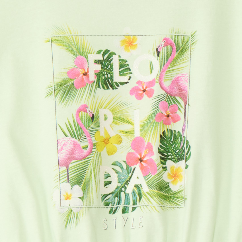 T-shirt met korte mouwen, boxy fit, korte lengte met fantasiedruk meisjes. 
