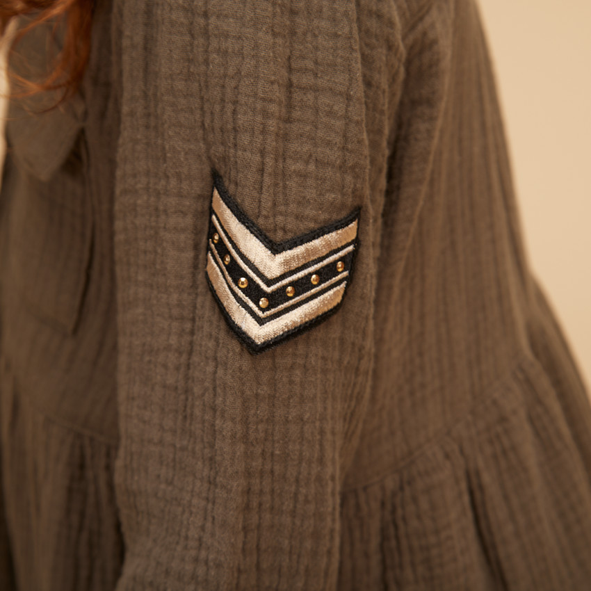 Robe chemise manches longues en tetra pour fille 