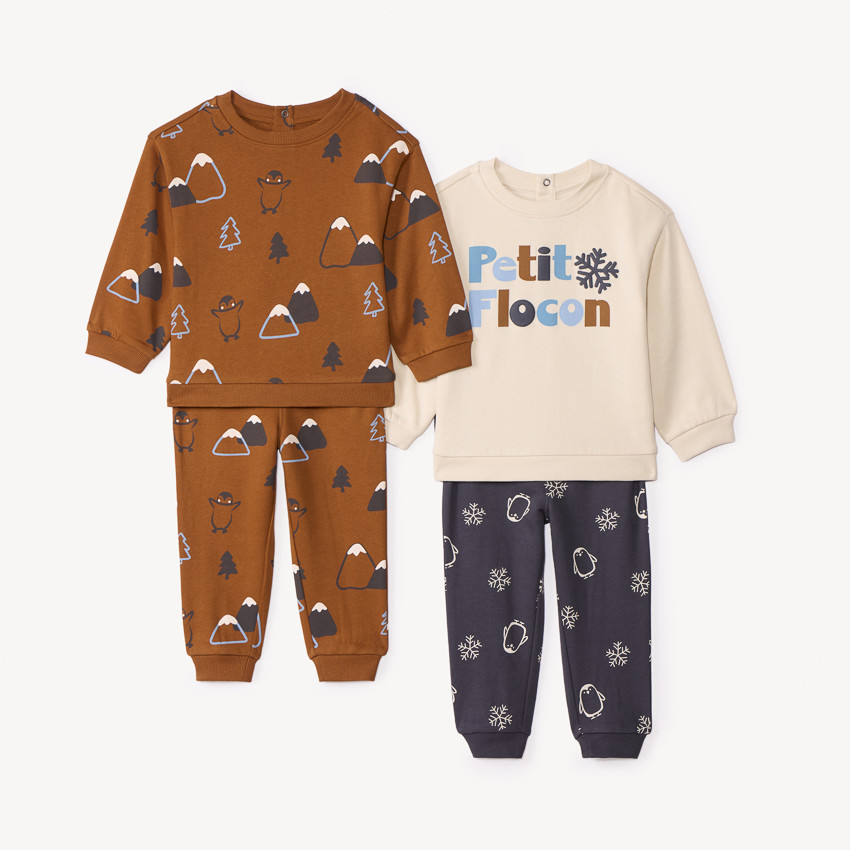 Set van 2 jongens baby joggingpakken van fleece 