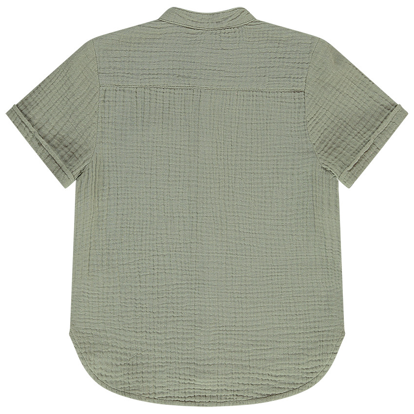 Korte mouwen katoenen gaas hemd voor jongen 