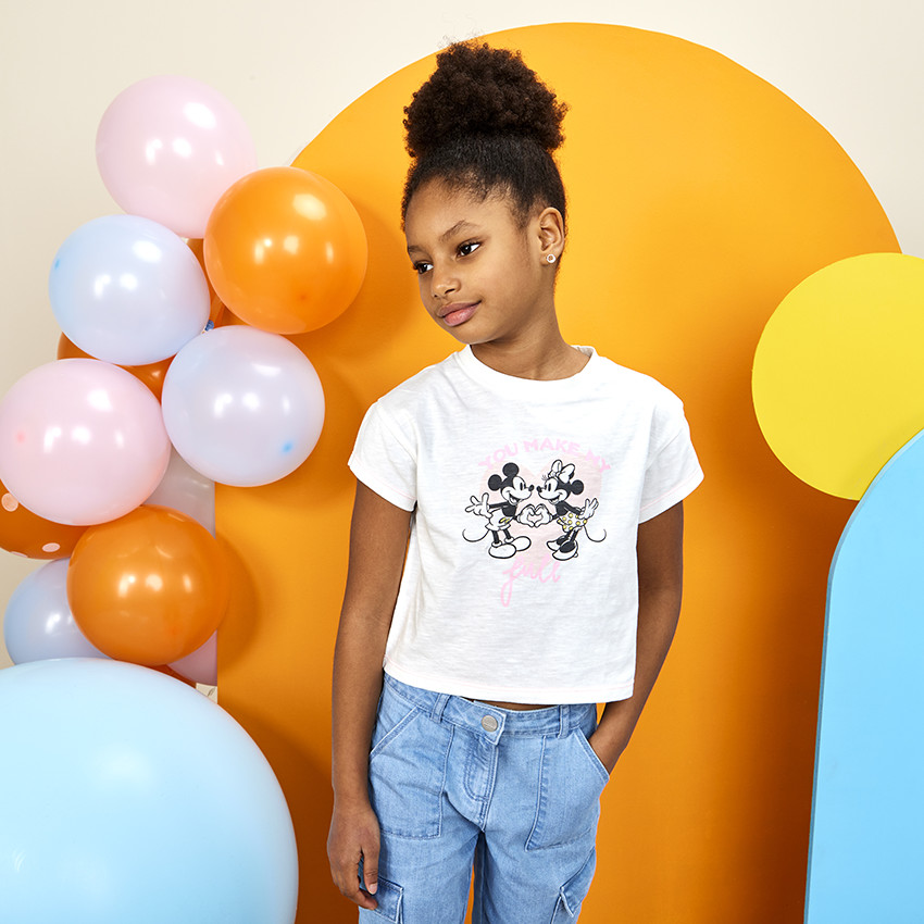 T-shirt met korte mouwen print Minnie Disney voor meisjes 