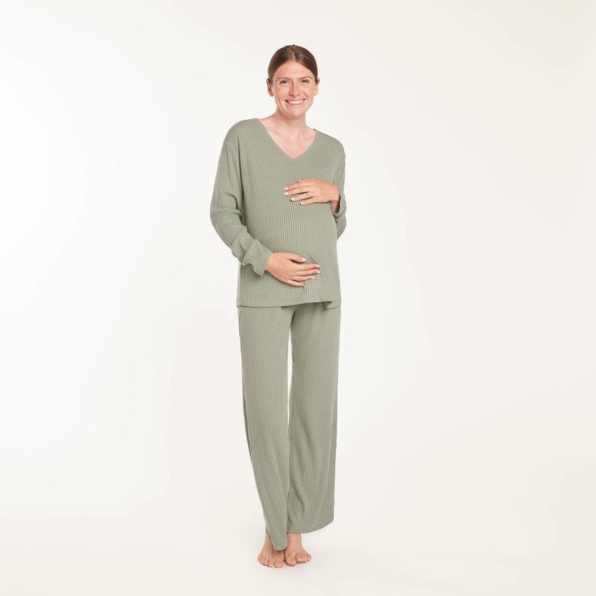 Materniteit geribbelde pyjama set 