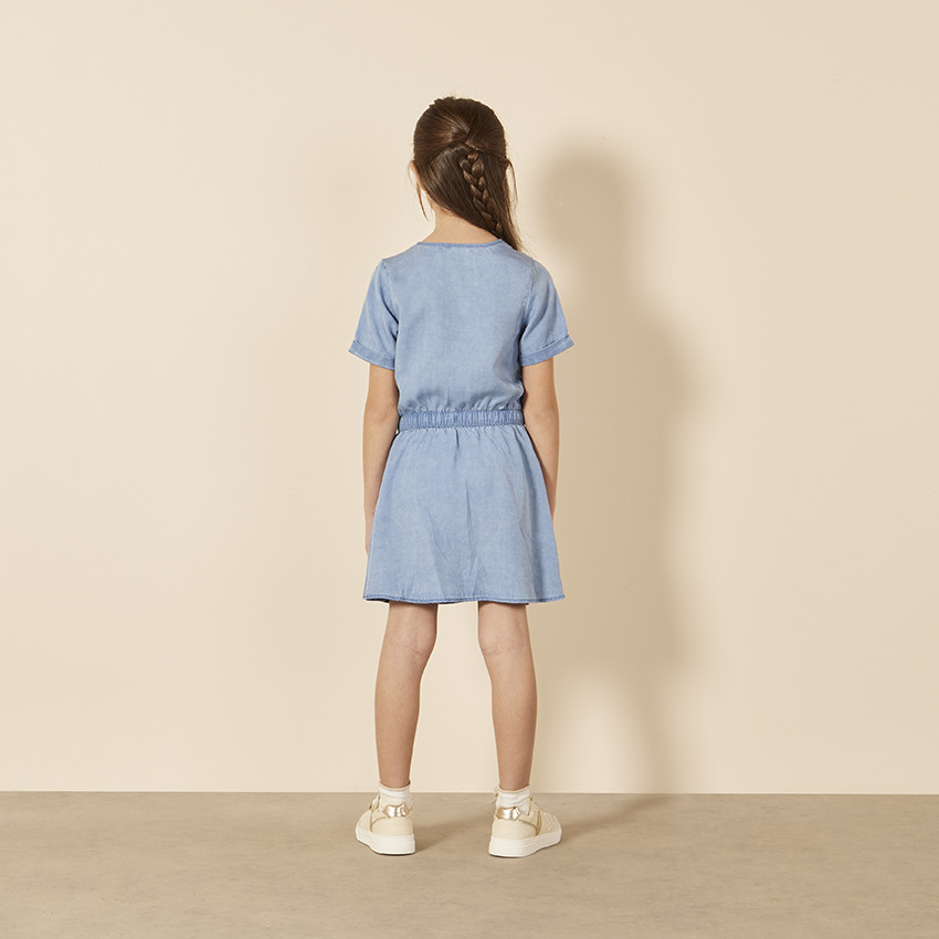 Robe manches courtes en toile fluide pour fille 