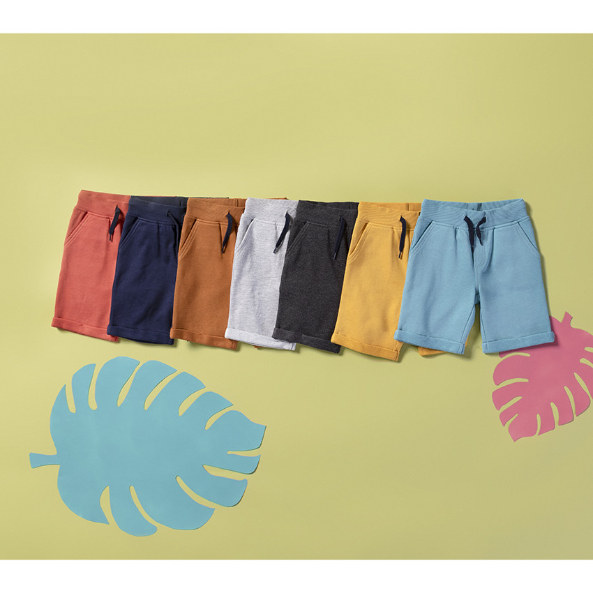 Bermuda en molleton uni à taille élastiquée pour garçon 