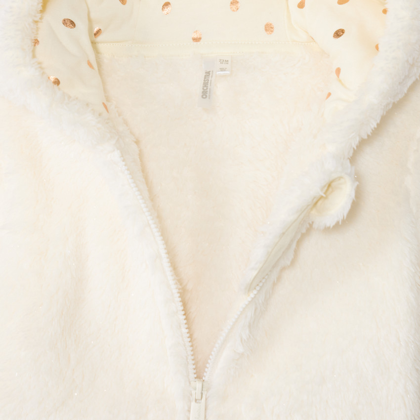 Sherpa fleecevest met kap voor babymeisje 