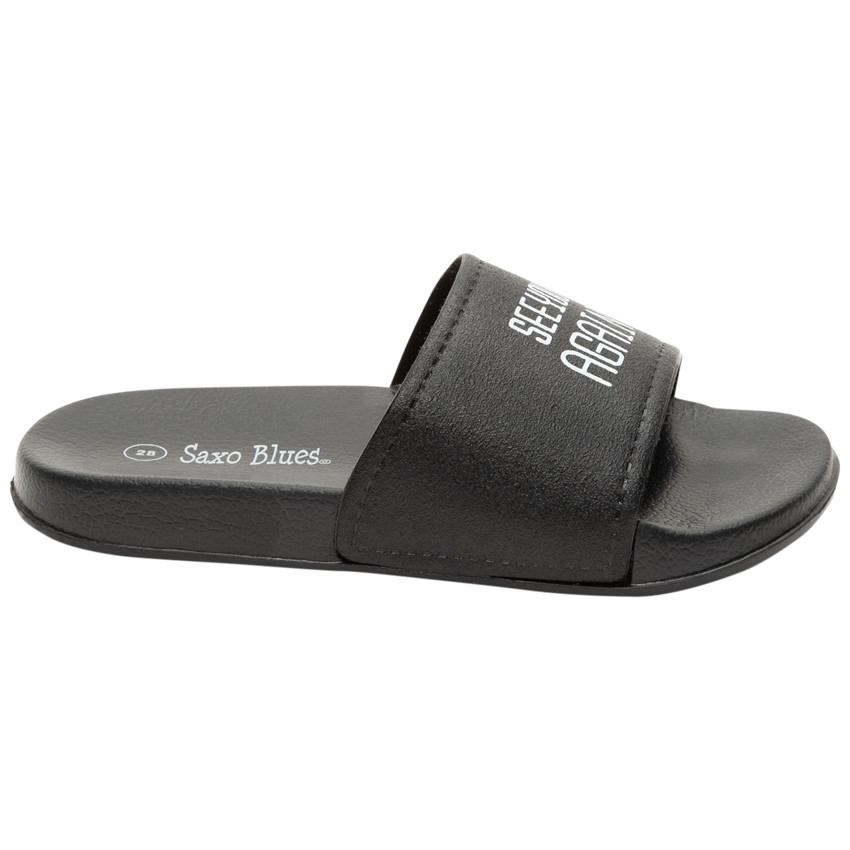 Mules à bride noire et texte printé pour garçon 