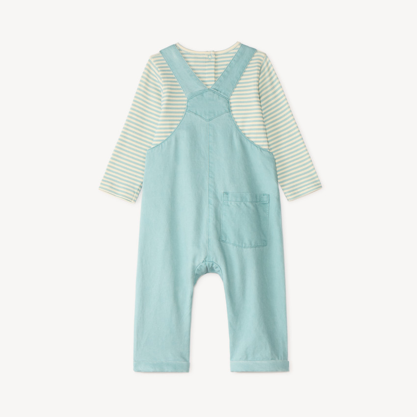 Ensemble salopette + t-shirt broderie dino pour bébé garçon 