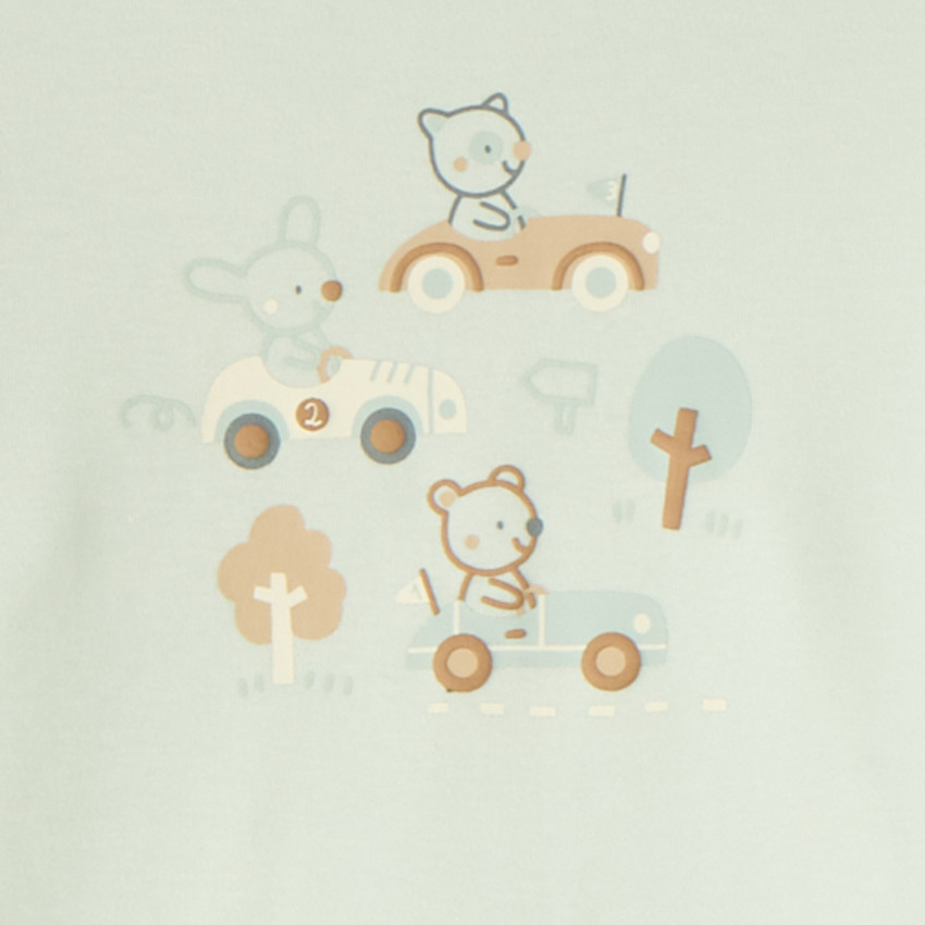 Twee-delige pyjama in interlock met lange mouwen t-shirt + broek voor babyjongen (verschillende afwerkingen afhankelijk van de leeftijd) 