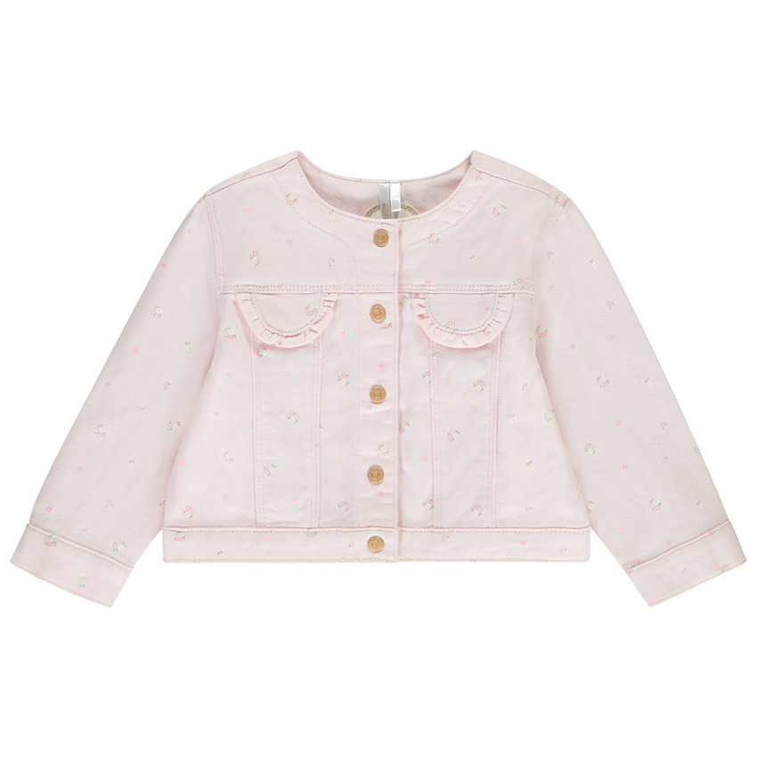 Veste en jean imprimé fleuri pour bébé fille 