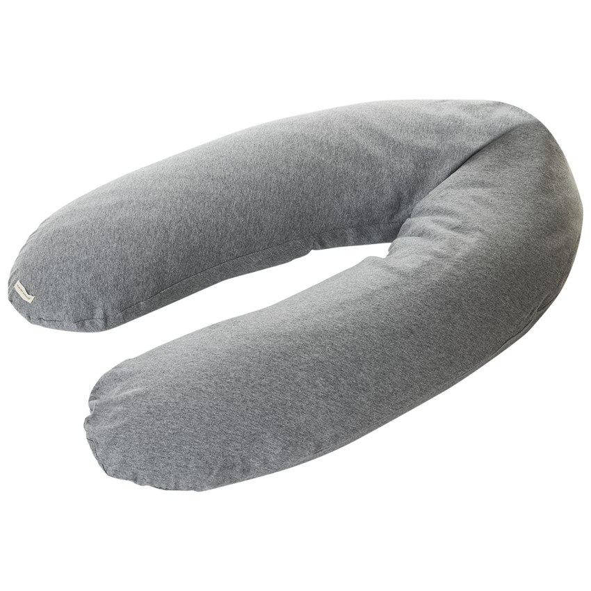 Coussin d'allaitement Basic 160 cm avec housse gris chiné 
