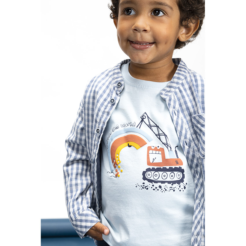 Chemise manches longues col mao en coton pour bébé garçon 