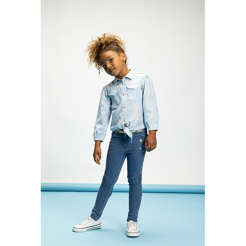 Jean slim avec étoiles brodées et ceinture pour fille 