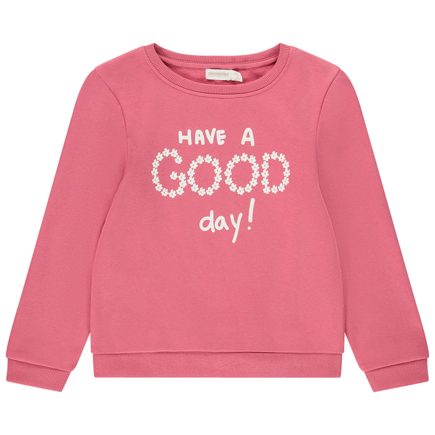 Sweat molleton print fantaisie pailleté pour fille 