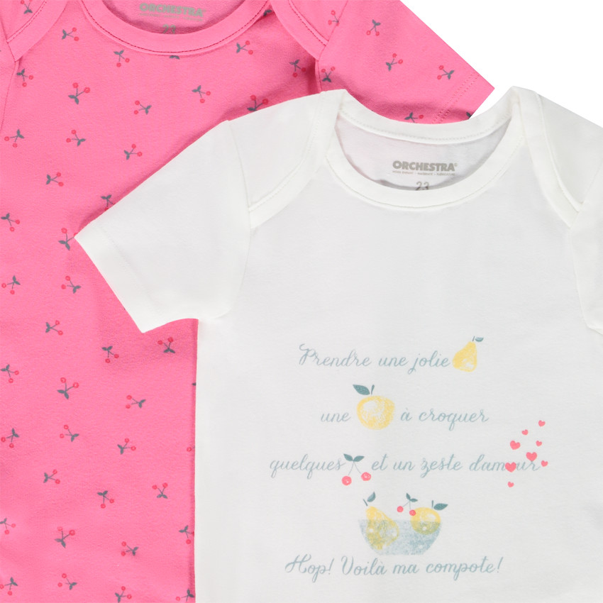 Lot de 5 bodies manches courtes pour bébé fille - Ouvertures différentes selon l'âge 