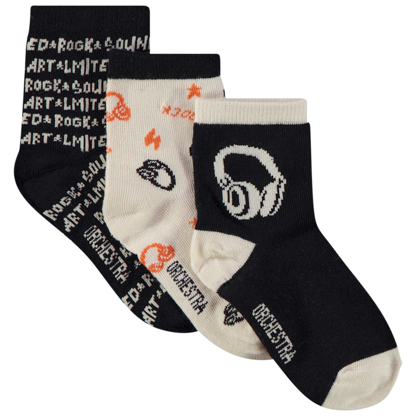 Lot de 3 paires de chaussettes motifs rock pour garçon 