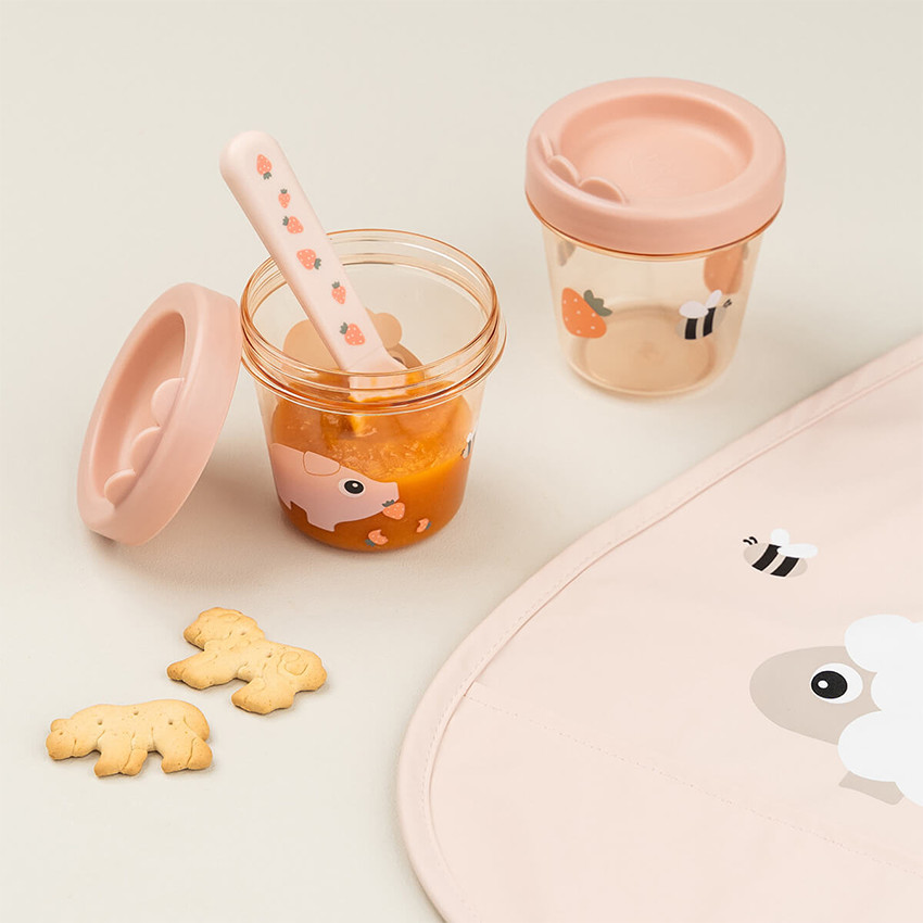 Lot de 2 pots de conservation 150ml Tiny Farm rose 