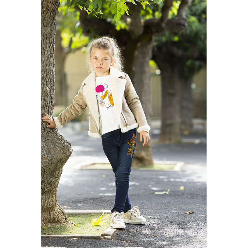 Slim jeans met geborduurde bloemen voor meisjes 