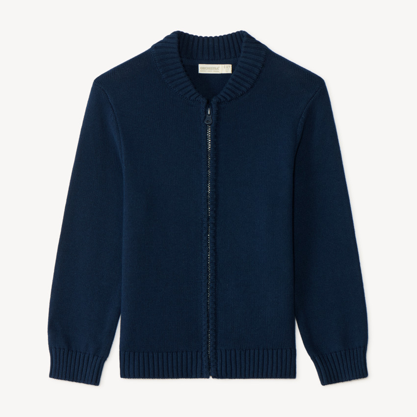 Gilet en tricot uni zippé garçon 
