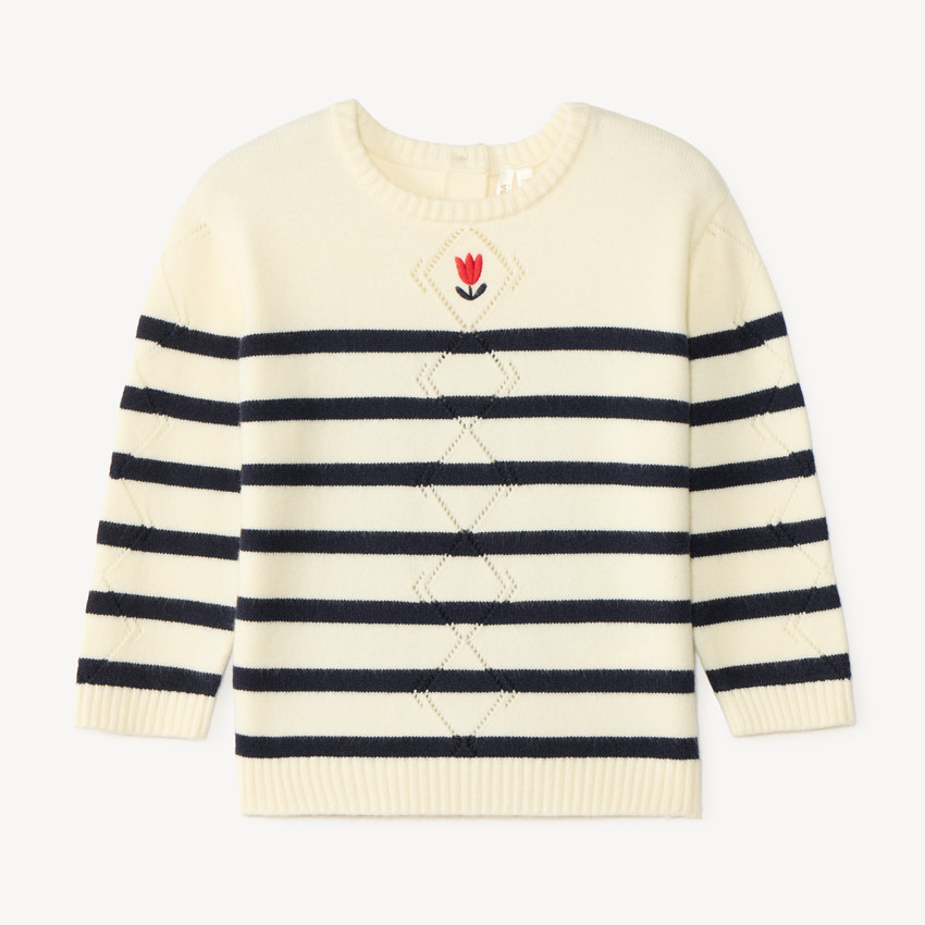 Trui gebreid met fantasiepatroon in maritieme stijl voor babymeisjes 