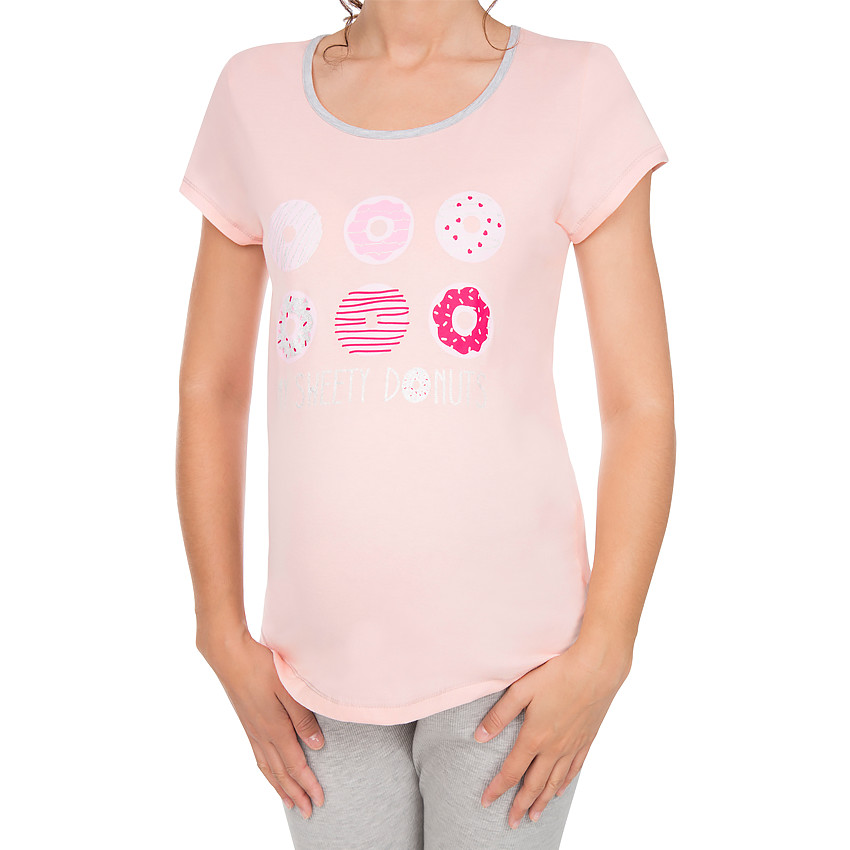Tee-shirt manches courtes homewear de grossesse print donuts 
